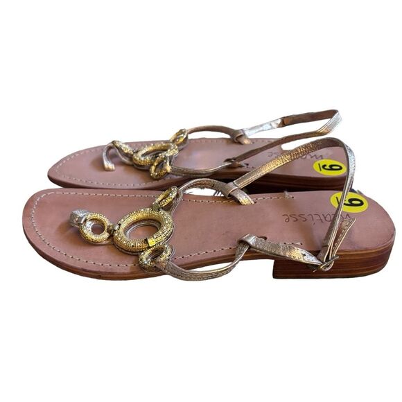 Matisse Strappy Gold Jeweled Thong Sandal Size 9 - Picture 6 of 9